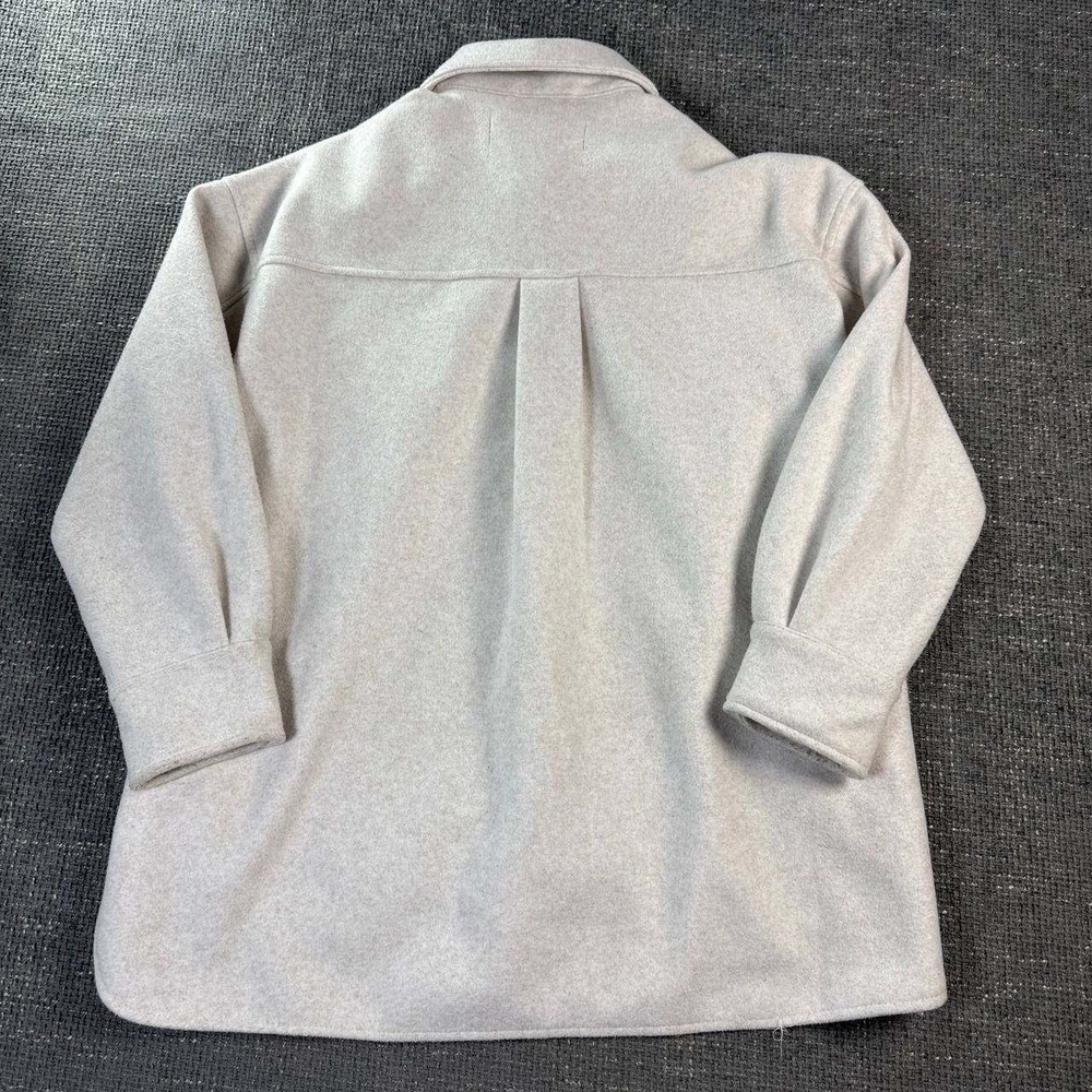 Zara Shirt Jacket Womens Small Oatmeal Heather Snap Front Oversized Shacket - Picture 11 of 13